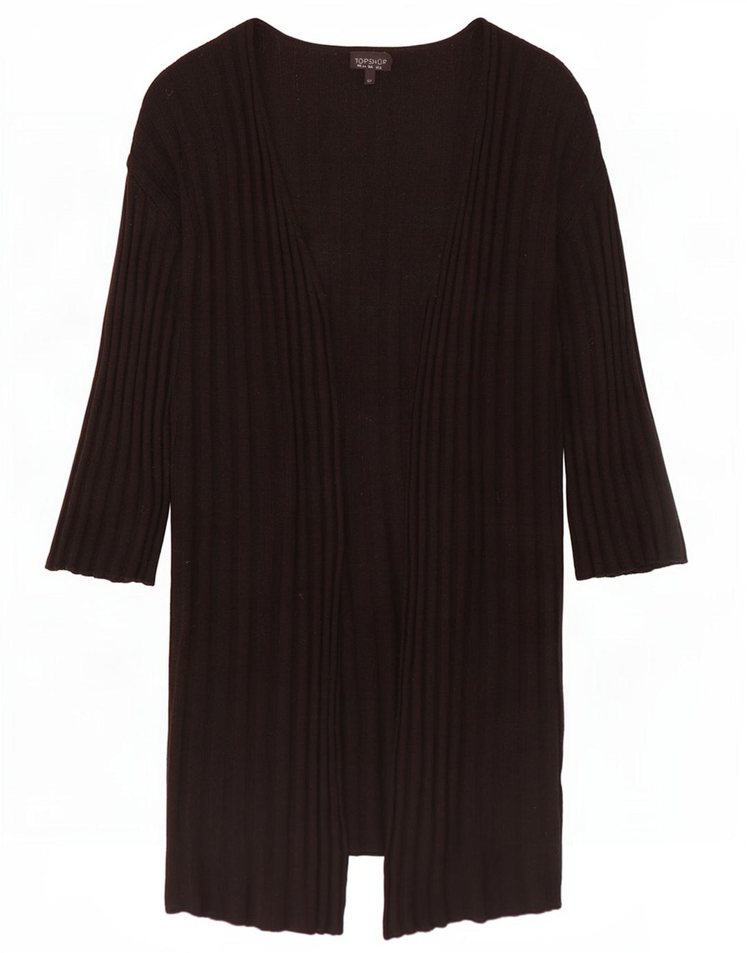 Topshop damski, oversize'owy, długi, otwarty sweter rozpinany UK 10, mały, czarny