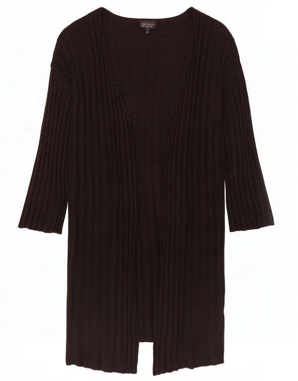 Topshop damski, oversize'owy, długi, otwarty sweter rozpinany UK 10, mały, czarny