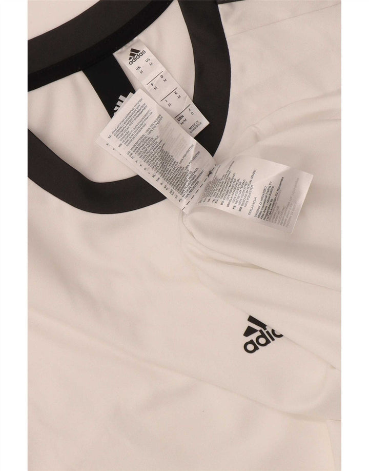 Męska koszulka Adidas Climalite Top, średni biały poliester z blokami kolorów