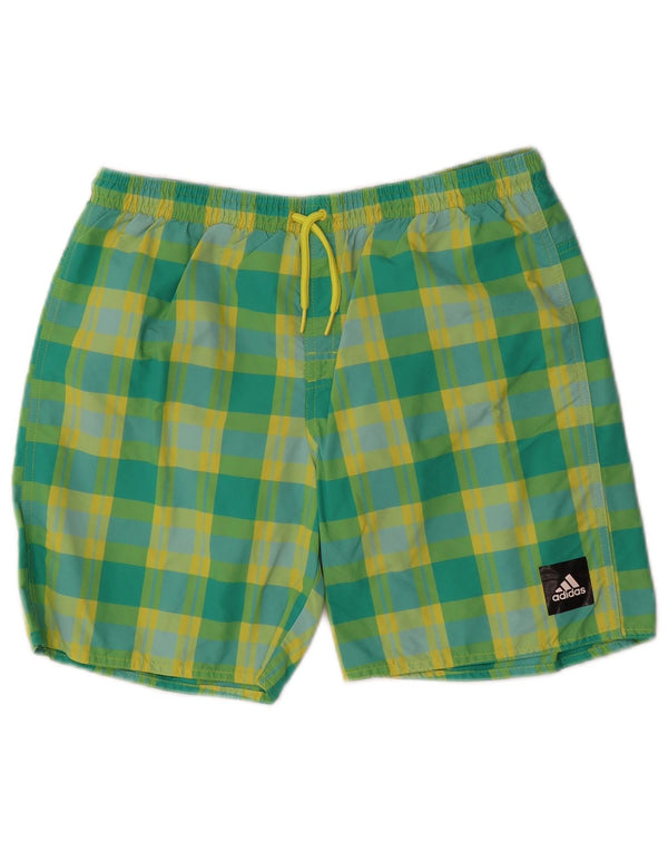Chłopięce spodenki kąpielowe Adidas 15-16 lat Nylon w zieloną kratkę