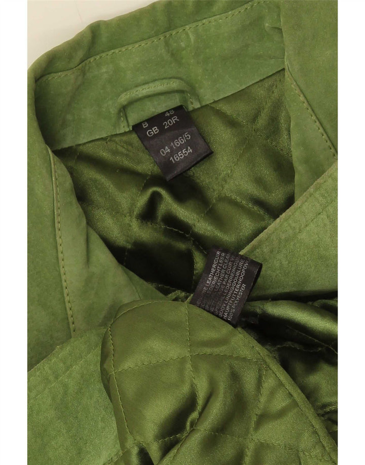 Vintage damska marynarka zapinana na 4 guziki, UK 20 2XL, zielona skóra