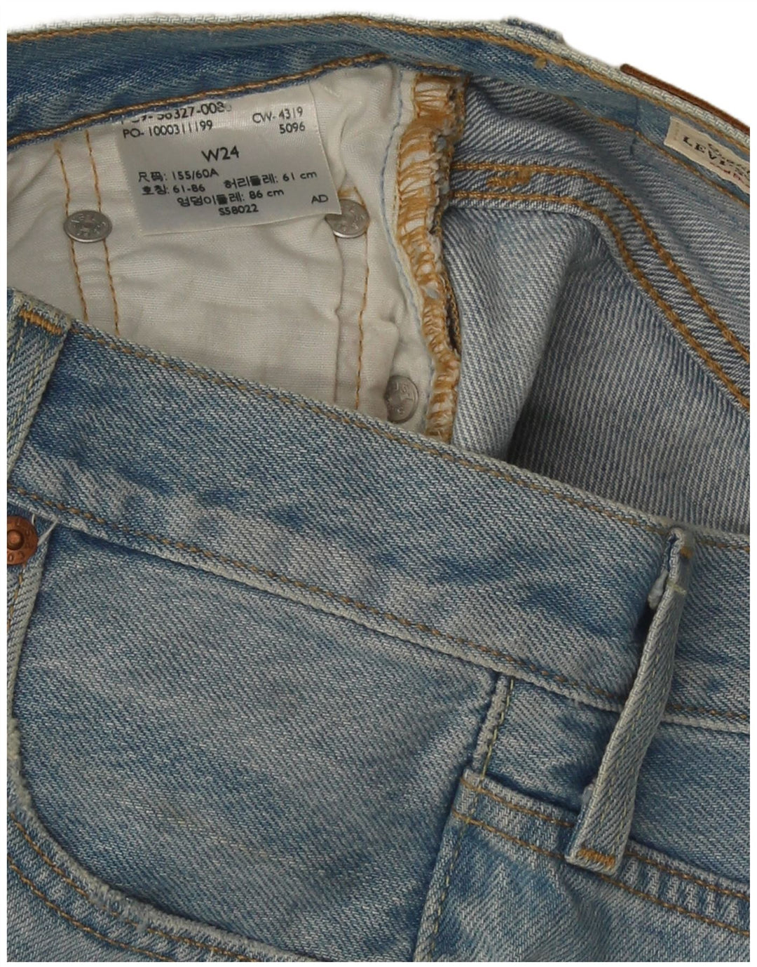 Damskie spodenki jeansowe Levi's 501 W24 XS Niebieskie