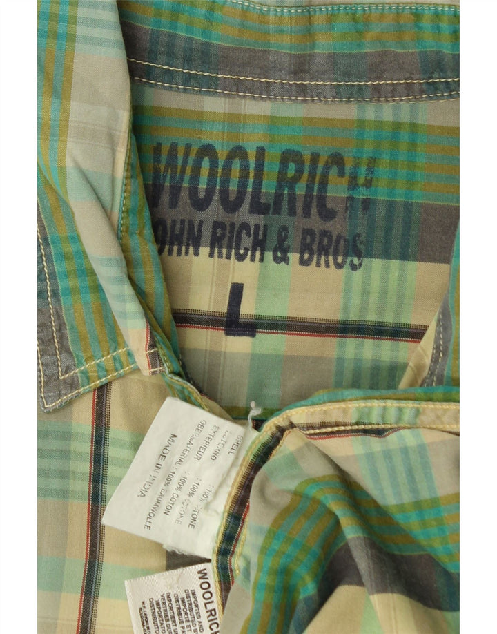 WOOLRICH Mens Short Sleeve Shirt Large Green Check Cotton Vintage Woolrich and Second-Hand Woolrich from Messina Hembry 