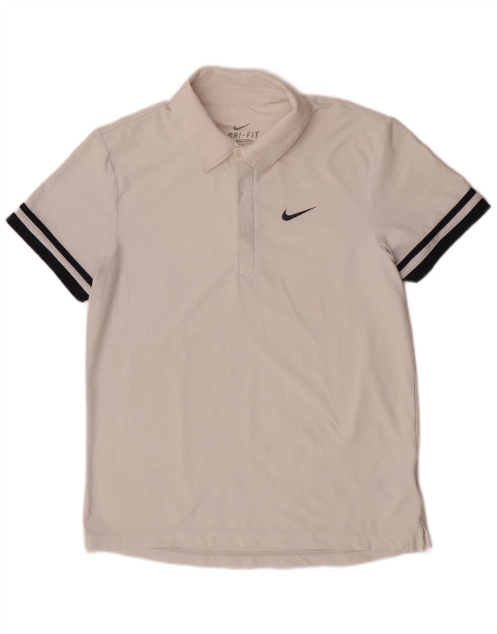 Męska koszulka polo Nike Dri Fit UK 38/40 Poliester w kolorze średniej bieli