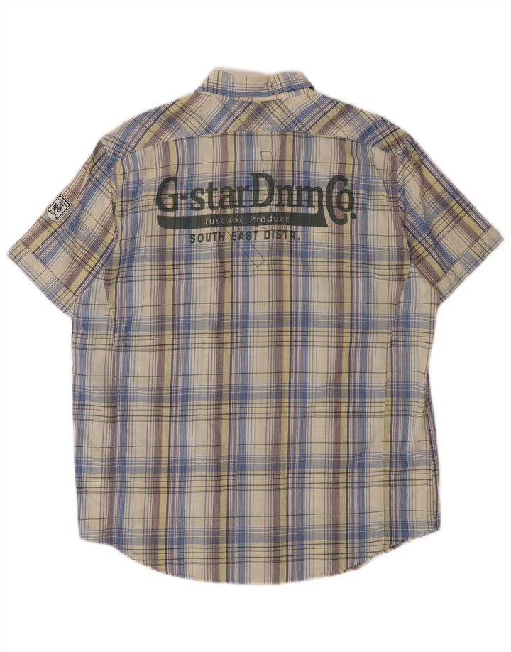 Męska koszulka z krótkim rękawem G-Star z grafiką XL, wielobarwna, bawełniana w kratę