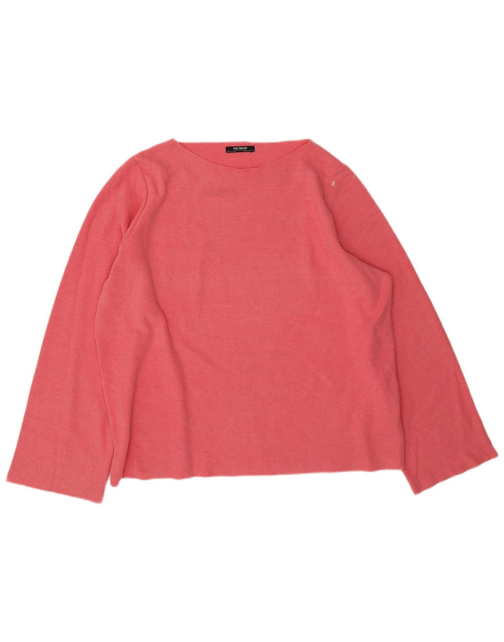 Damski top oversize z długim rękawem Zara UK 16, duży, różowy, bawełniany