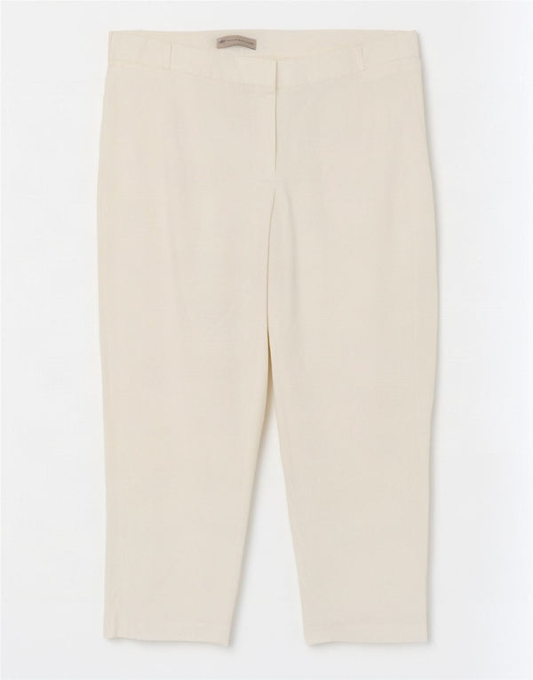 Spodnie damskie Marks & Spencer, proste, przycięte, UK 16, duże, W34, L24, białe