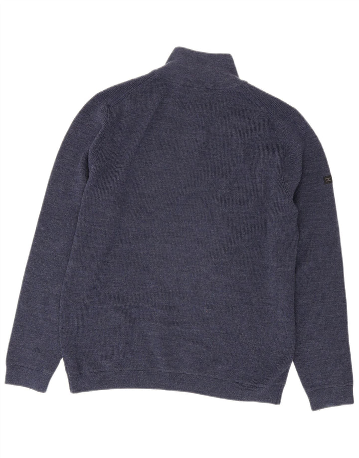 Męski sweter z zamkiem błyskawicznym Superdry, duży, granatowy, z wełny merynosów