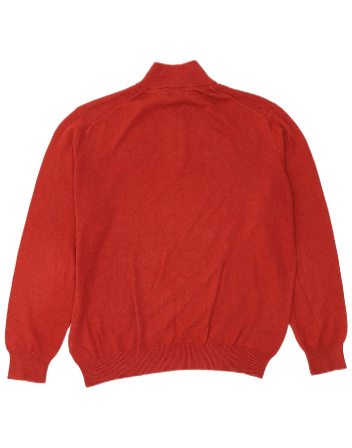 MASSIMO DUTTI Męski sweter zapinany na zamek, duży, czerwony, bawełniany