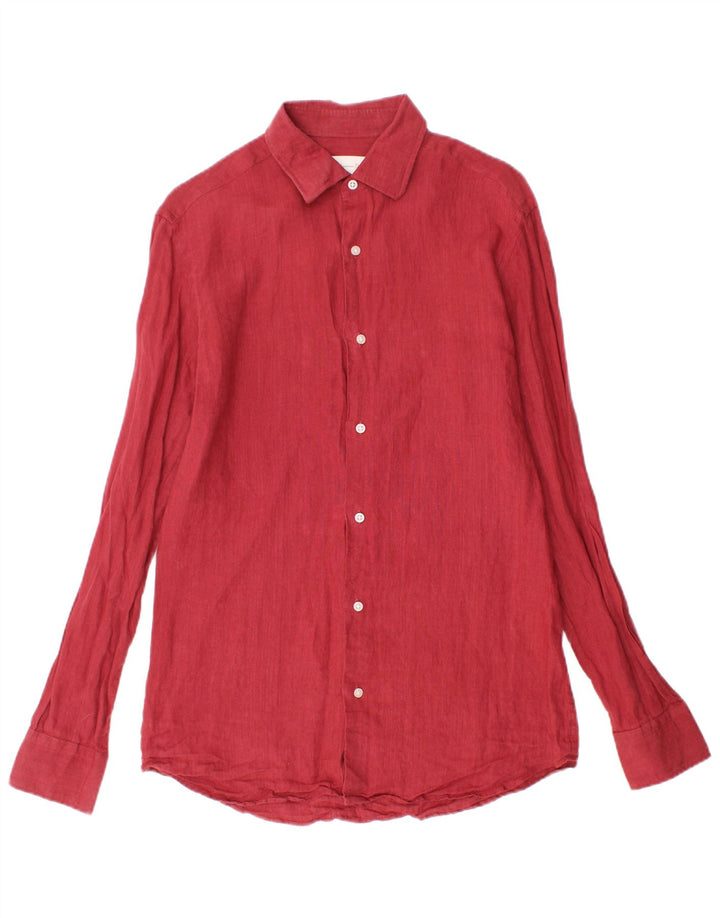 Koszula męska Massimo Dutti, mała, czerwona lniana