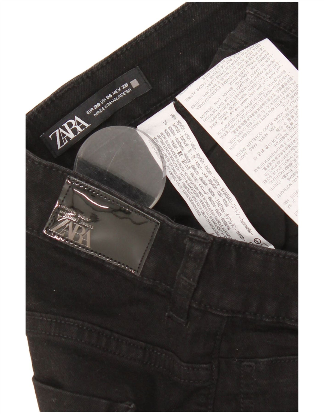 Damskie jeansy rozkloszowane Zara EU 38 Small W28 L31 Czarna bawełna