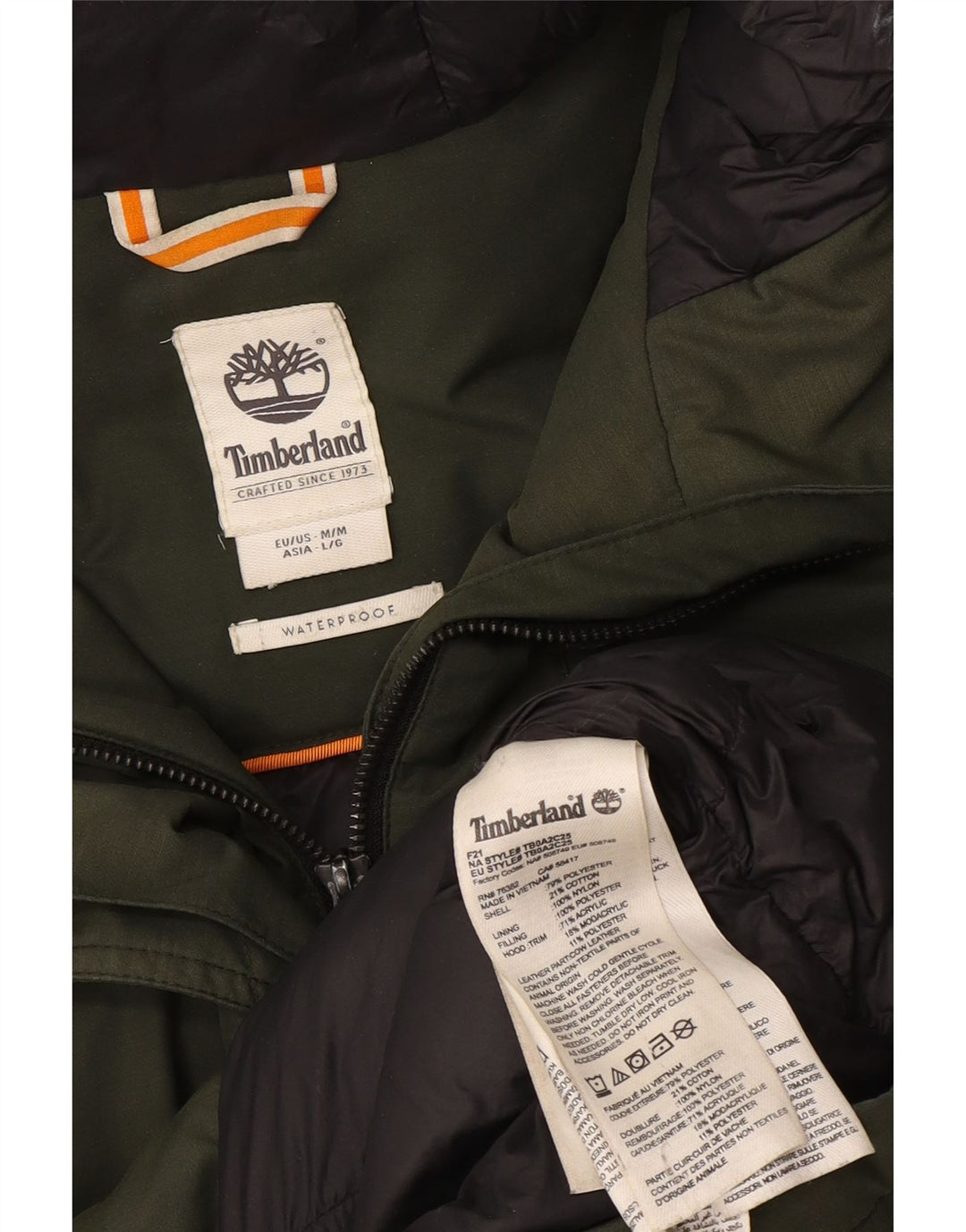 Damska kurtka parka z kapturem Timberland UK 14, średni zielony poliester