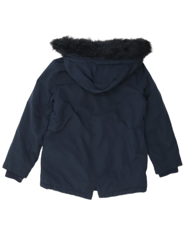 Kurtka dziewczęca Marks & Spencer z kapturem Sherpa Parka 8-9 lat granatowa