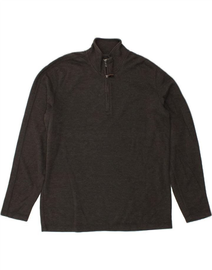 EDDIE BAUER Mens Tall Zip Neck Sweatshirt Jumper Large Grey Cotton Vintage Eddie Bauer and Second-Hand Eddie Bauer from Messina Hembry 