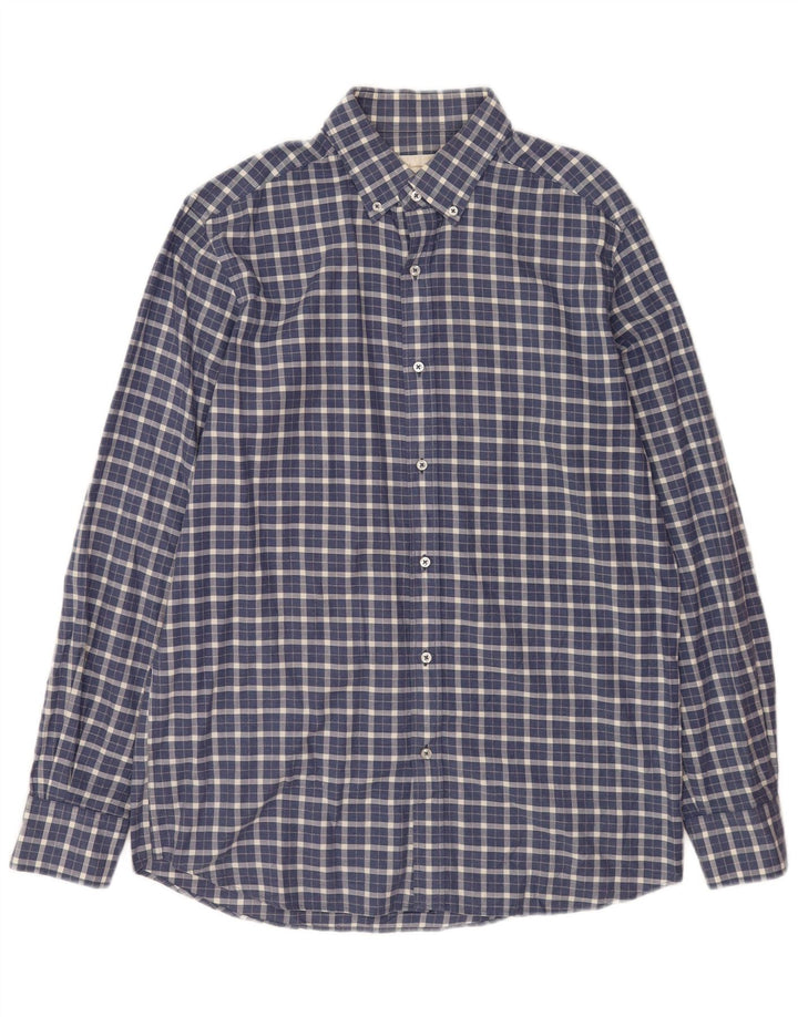 Męska koszula flanelowa Massimo Dutti w średnią granatową kratkę