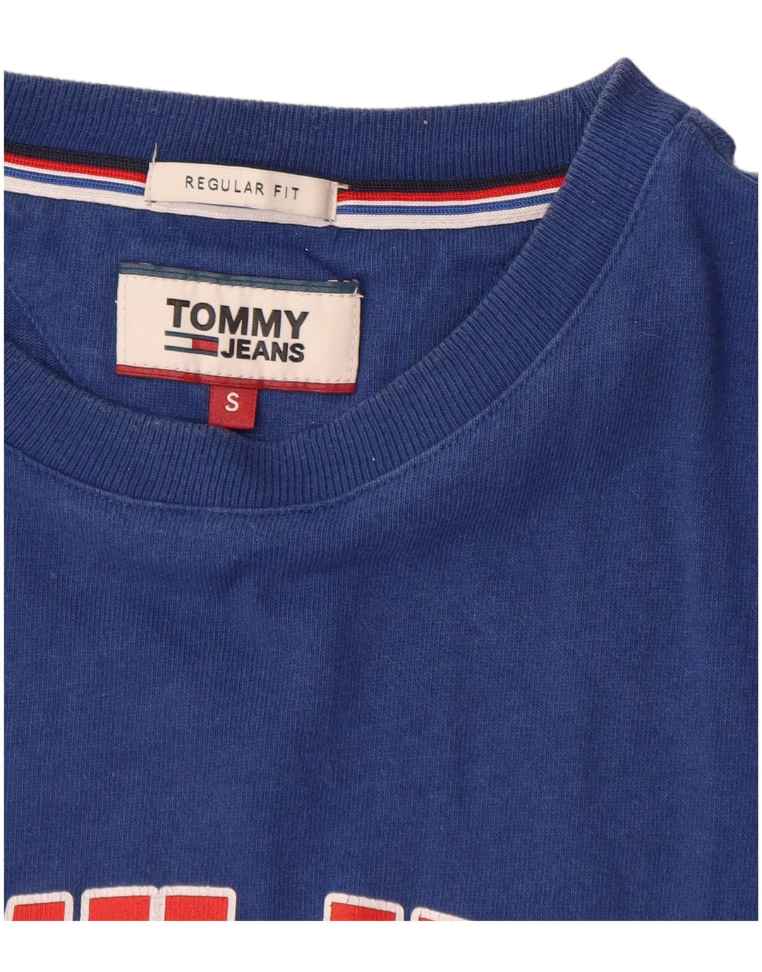 TOMMY HILFIGER Męski T-shirt z grafiką o regularnym kroju, mały, niebieski, bawełniany