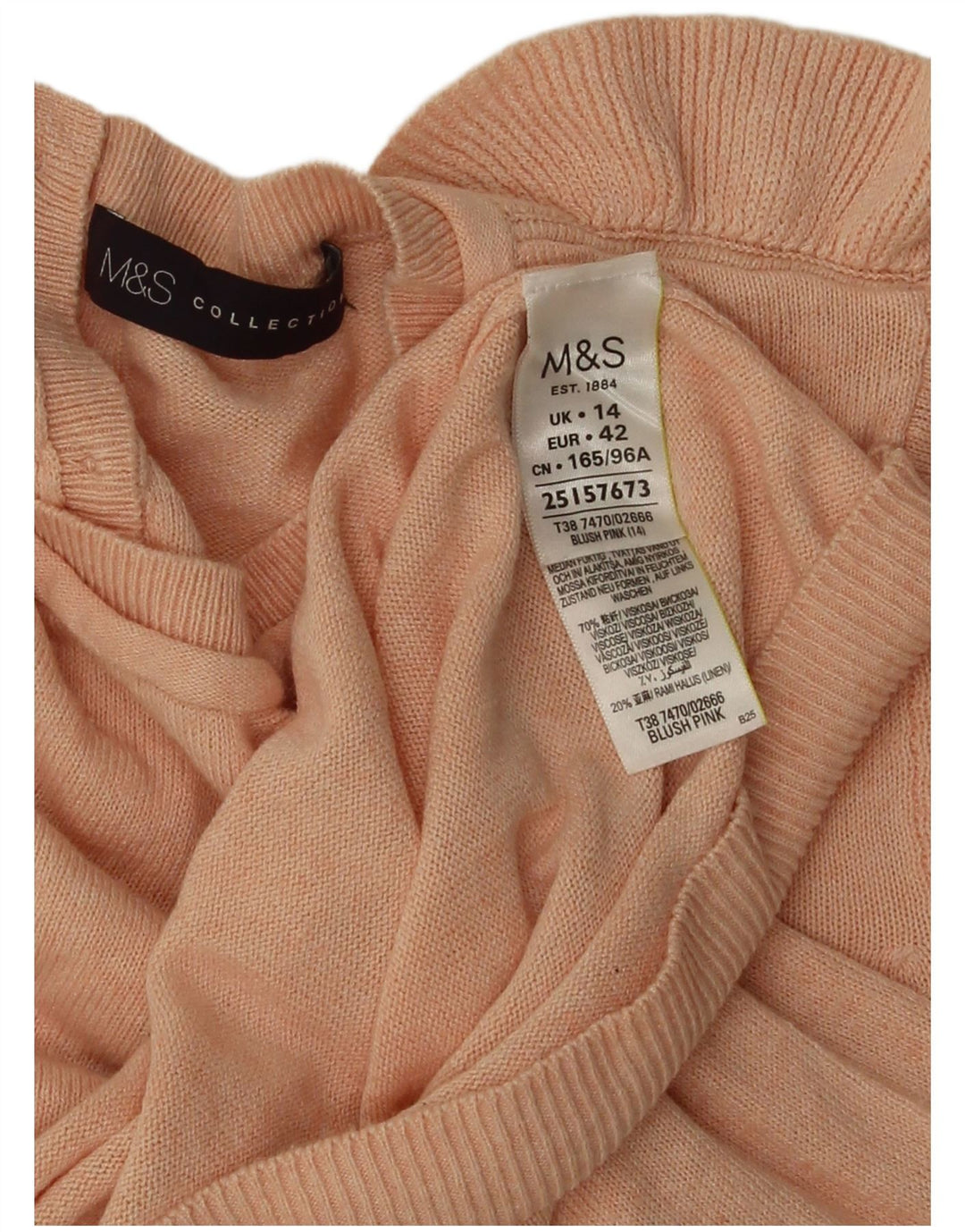 Marks & Spencer Damski sweter z falbanką UK 14, średni róż