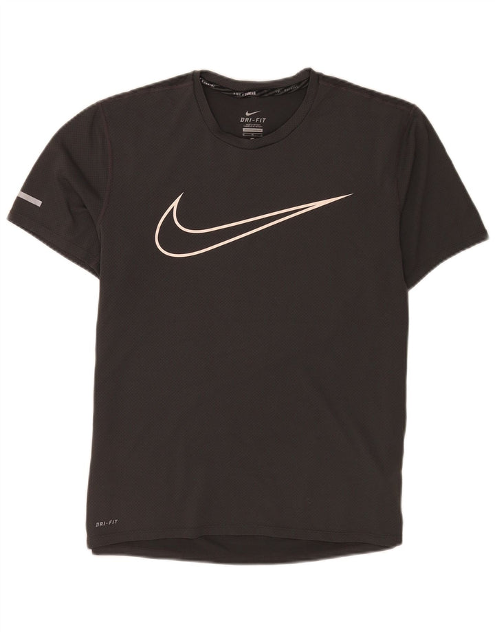 Męski T-shirt z grafiką Nike Dri Fit, średni szary poliester