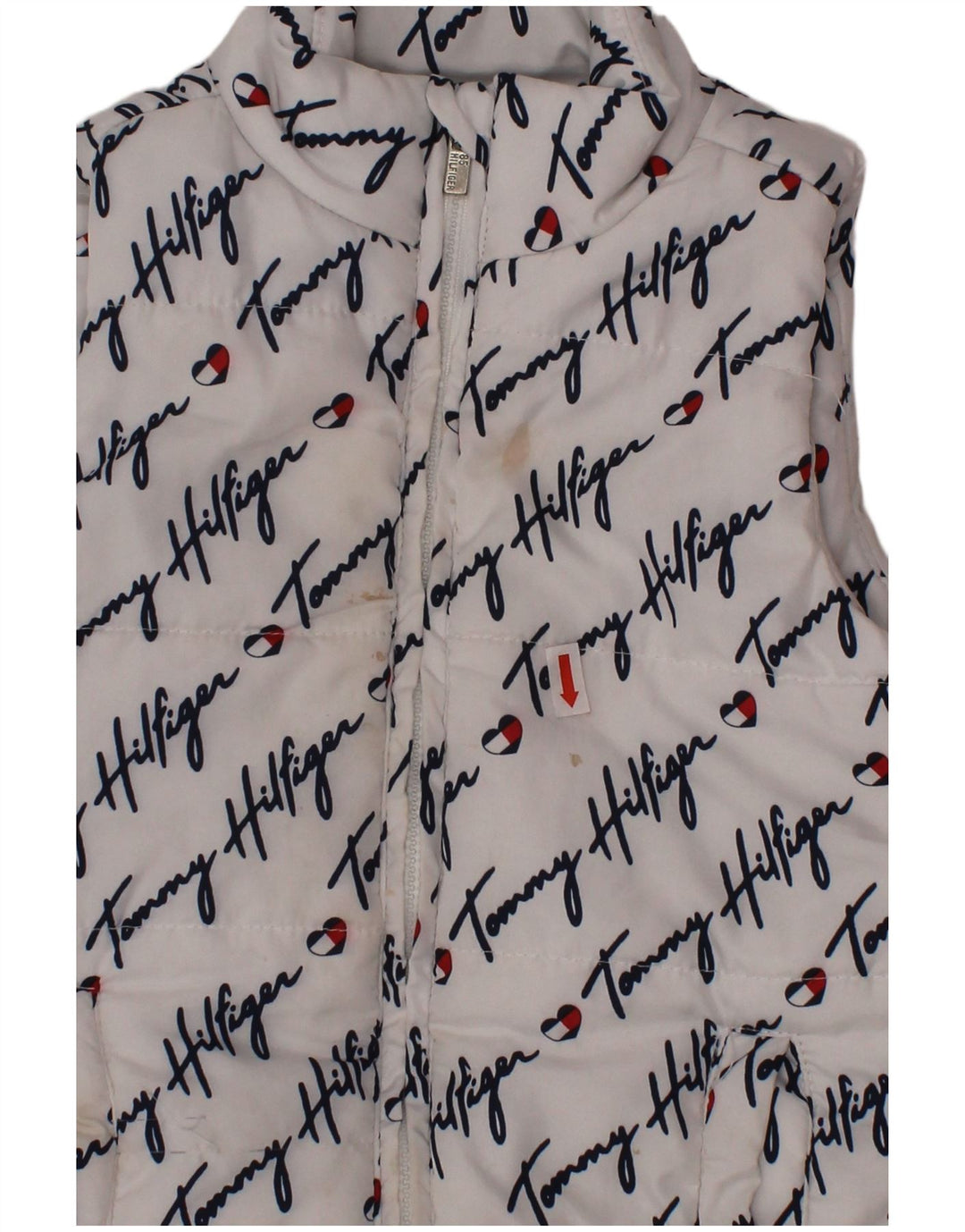 TOMMY HILFIGER Dziewczęca wyściełana kamizelka z grafiką 3-4 lata, biały poliester