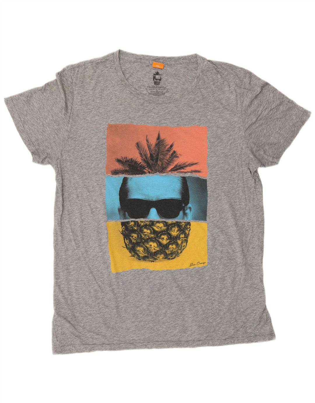 Męski T-shirt z grafiką HUGO BOSS Top 2XL Szary nakrapiany