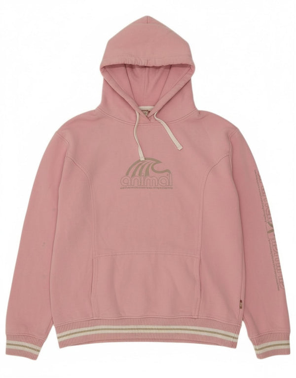 Damski sweter z kapturem i grafiką w kształcie zwierząt, UK 16, duży, różowy, bawełniany