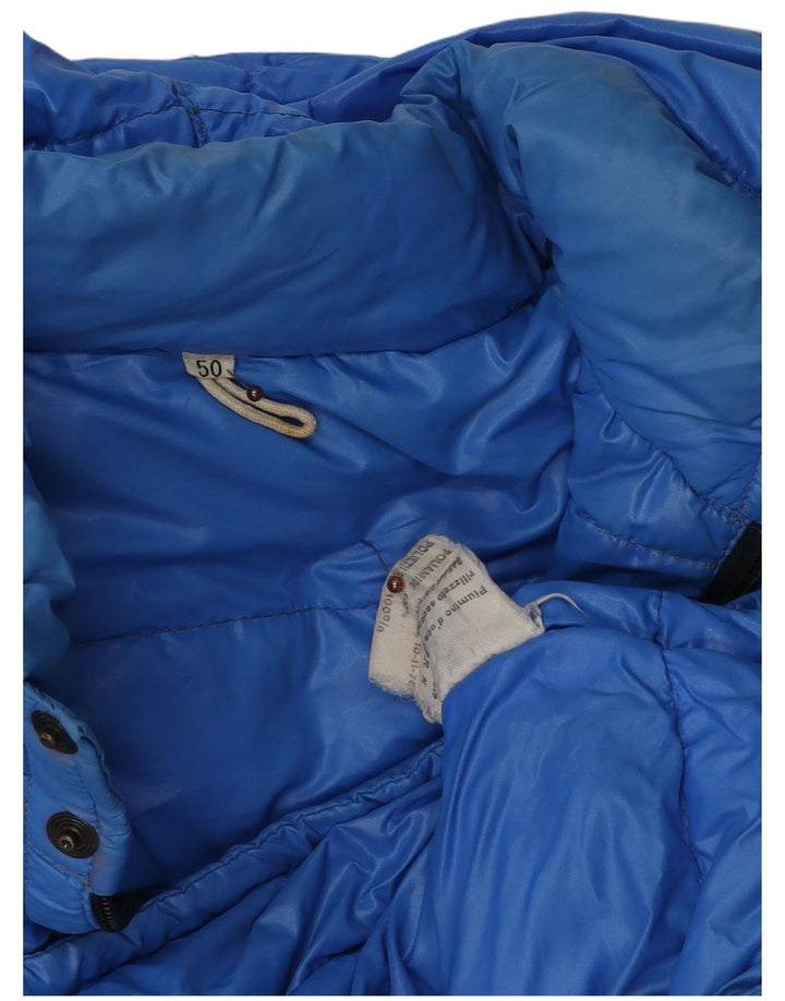 Męska ocieplana kurtka z kapturem w stylu vintage IT 50, duża, niebieska, z blokami kolorów, poliamid