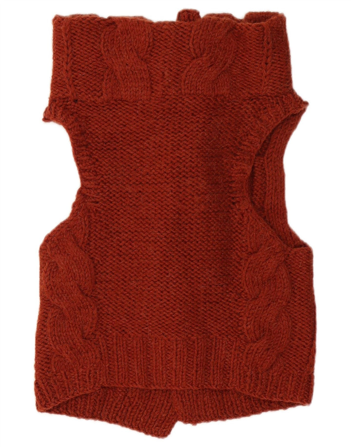 Damski sweter bez rękawów w stylu vintage, UK 12, średni brąz