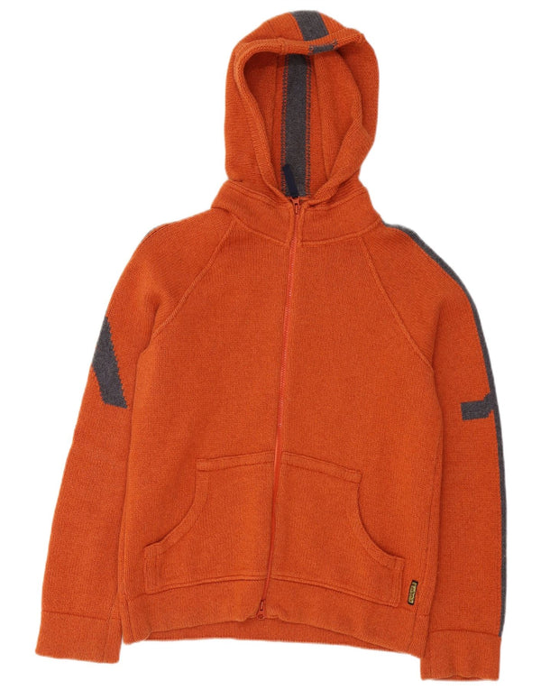 Męski sweter rozpinany Armani Jeans z kapturem, wełniany, w kolorze średniej pomarańczy
