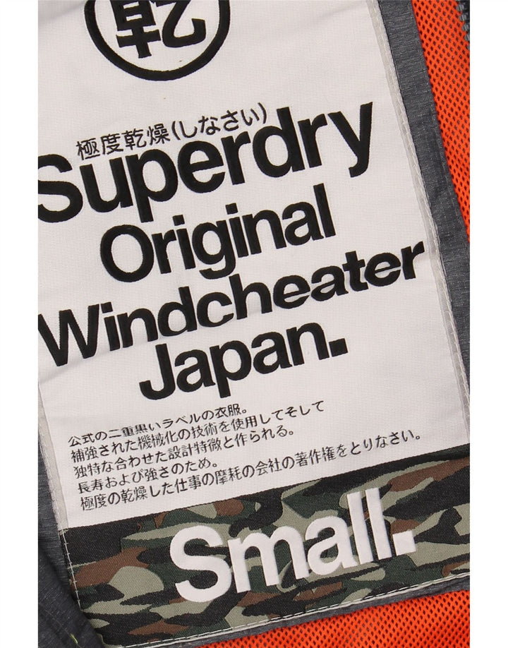 SUPERDRY Męska wiatrówka z kapturem i kapturem UK 36 Mały szary nylon