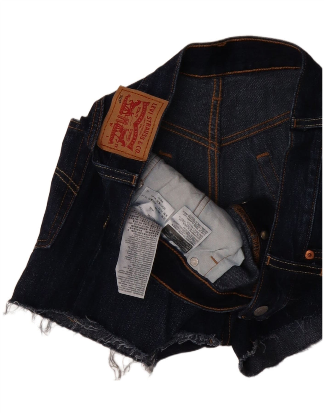 Damskie spodenki jeansowe LEVI'S 501 W28 Średni granatowy, bawełniany