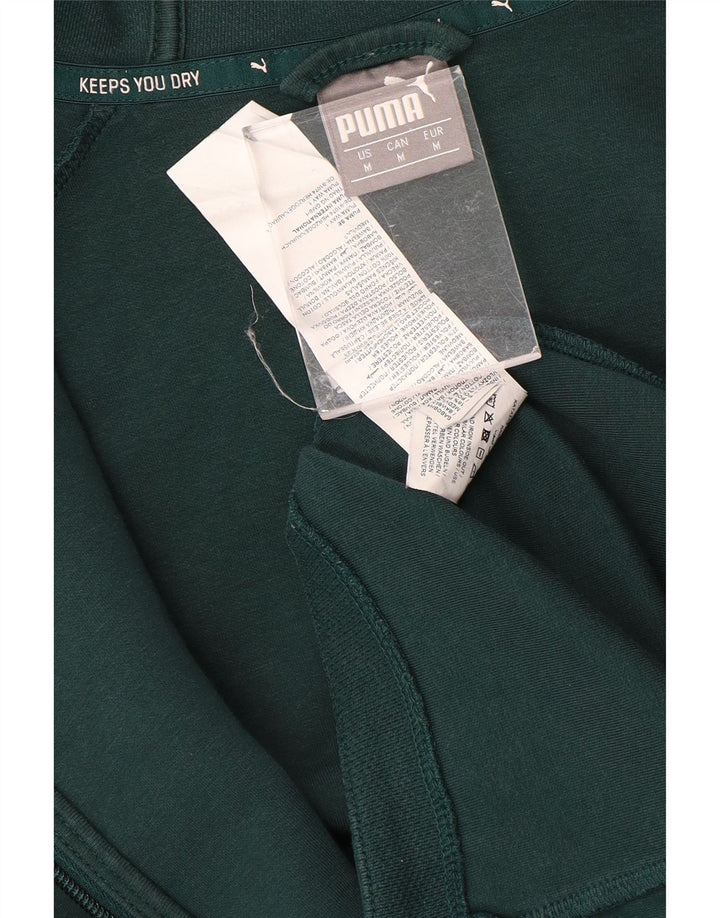 Męski sweter Puma z kapturem i zamkiem, średnio zielony, bawełniany