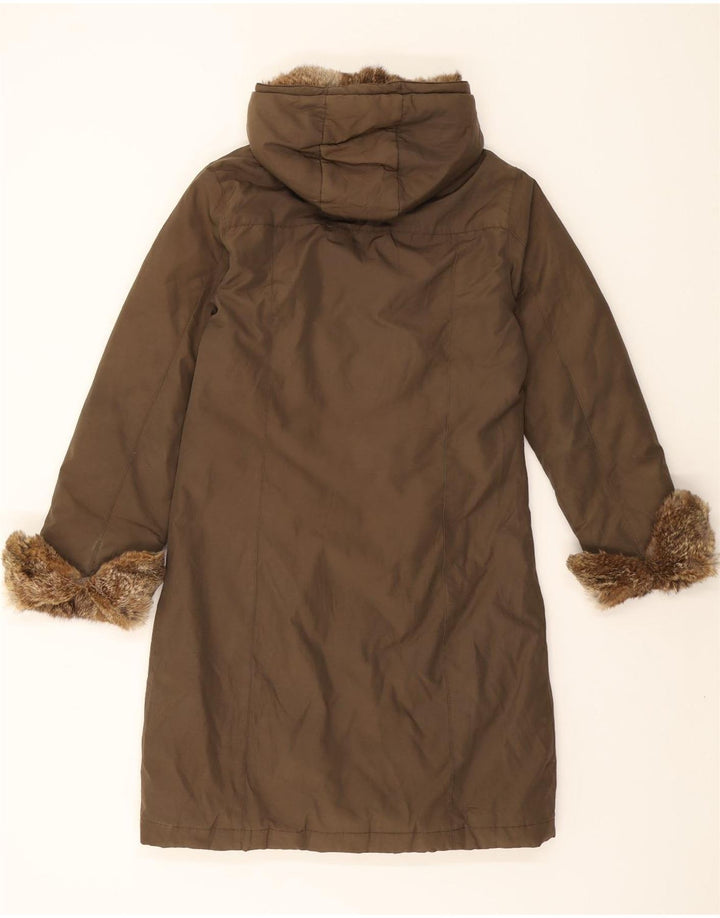 WOOLRICH Womens Hooded Padded Coat UK 14 Medium Brown Cotton Vintage Woolrich and Second-Hand Woolrich from Messina Hembry 