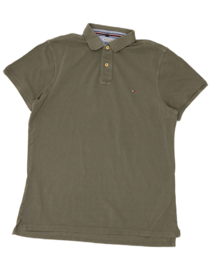 Męska koszulka polo TOMMY HILFIGER o regularnym kroju XL, bawełniana w kolorze khaki