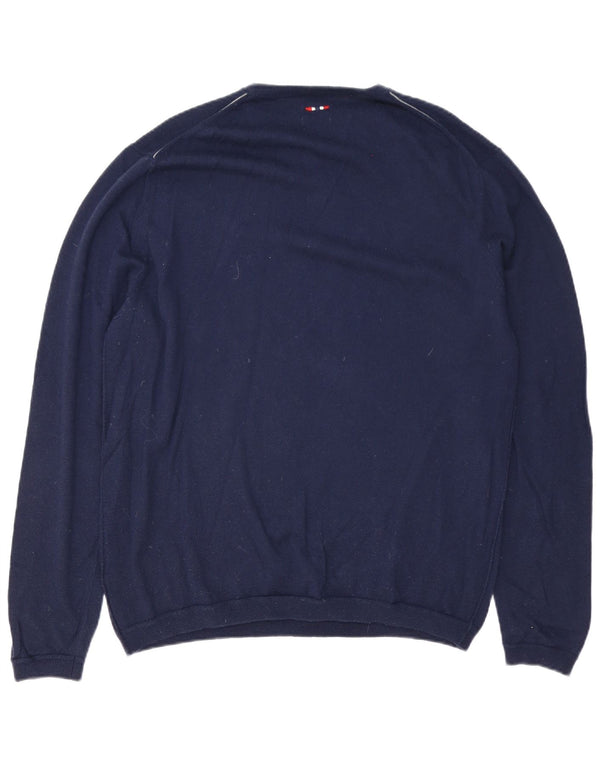 Męski sweter z okrągłym dekoltem Napapijri 2XL, granatowa, wełna merynosów