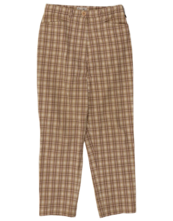 Damskie spodnie codzienne z wysokim stanem Bonita EU 38 Medium W26 L25 Beżowa kratka