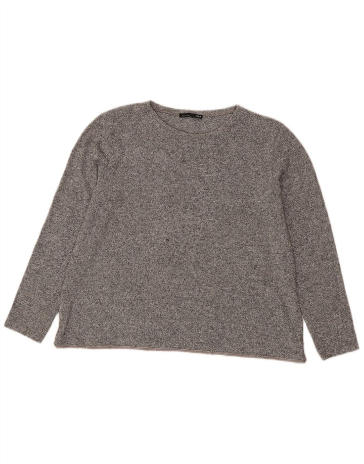 Damski top oversize z długim rękawem Zara UK 10, mały, szary nakrapiany