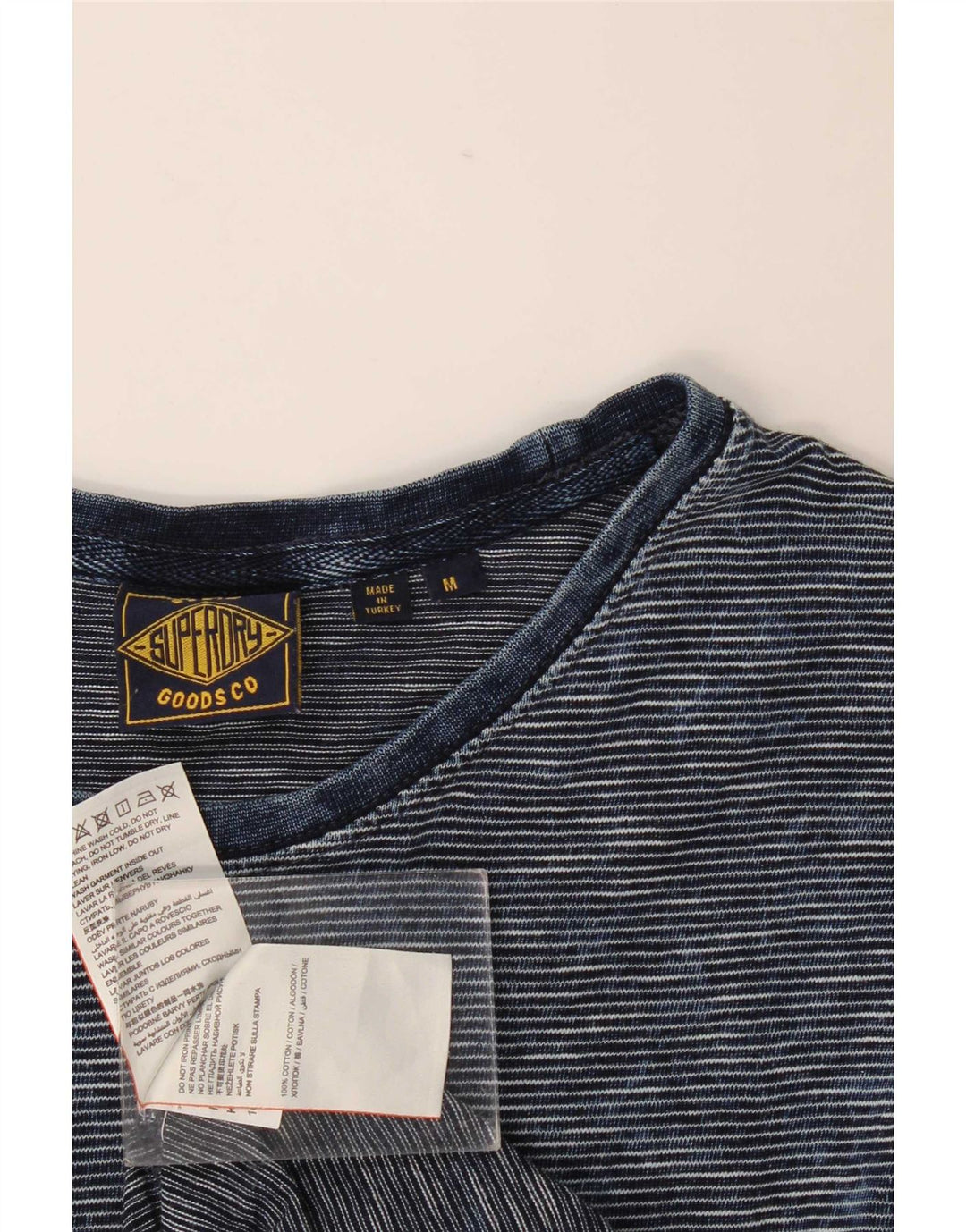 T-shirt męski Superdry, bawełniany, średni, granatowy w prążki