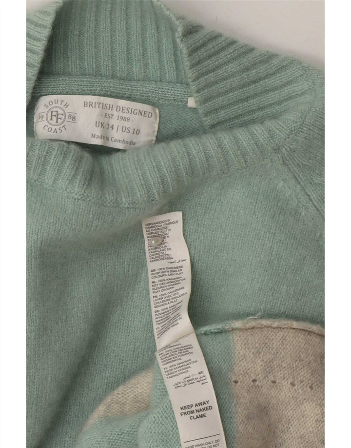 Sweter damski Fat Face z golfem UK 14, duży, turkusowy