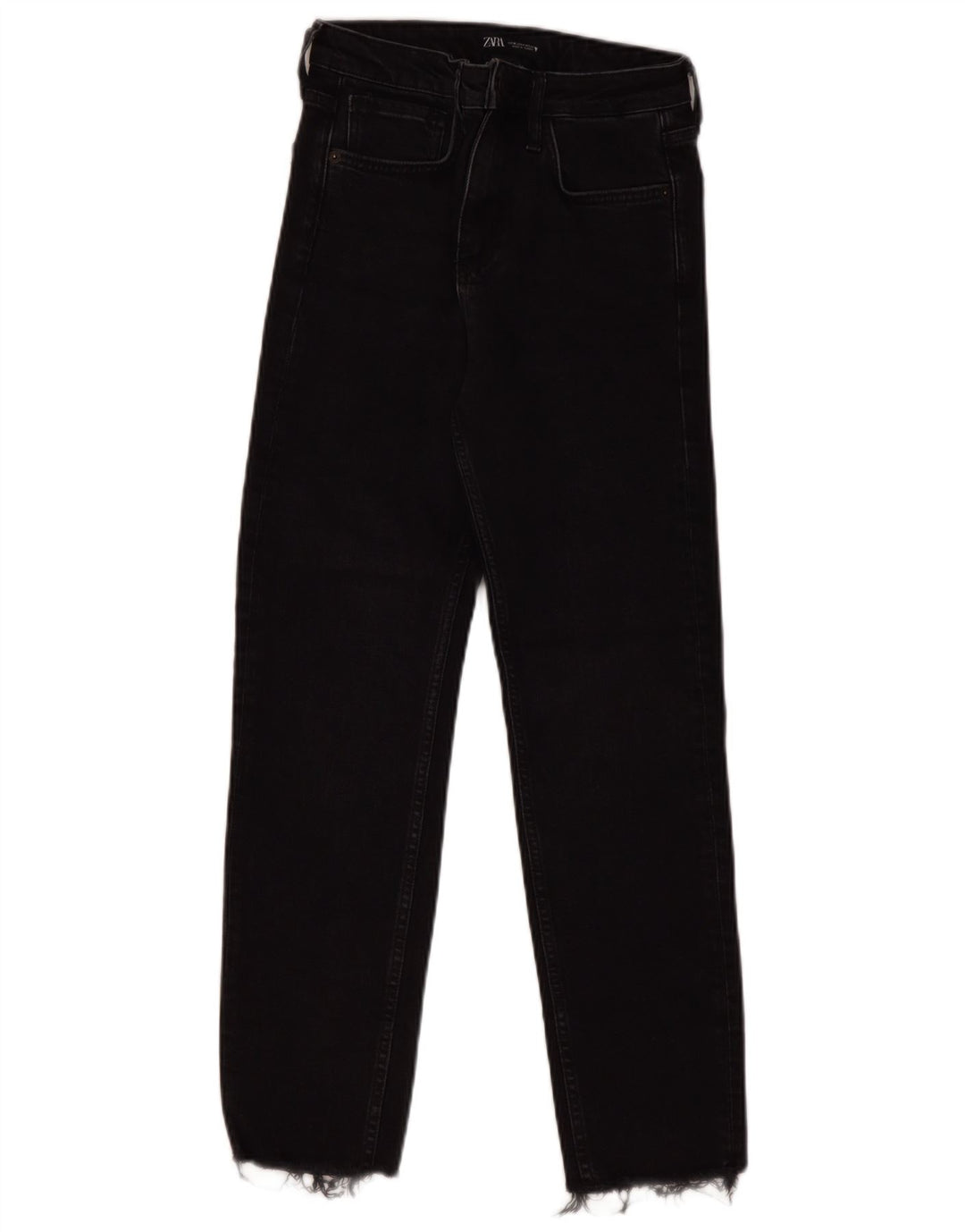 Damskie proste dżinsy ZARA z wysokim stanem EU 36 XS W26 L27 czarne