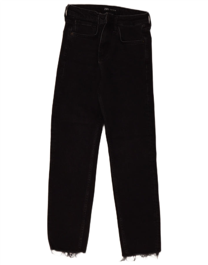 Damskie proste dżinsy ZARA z wysokim stanem EU 36 XS W26 L27 czarne