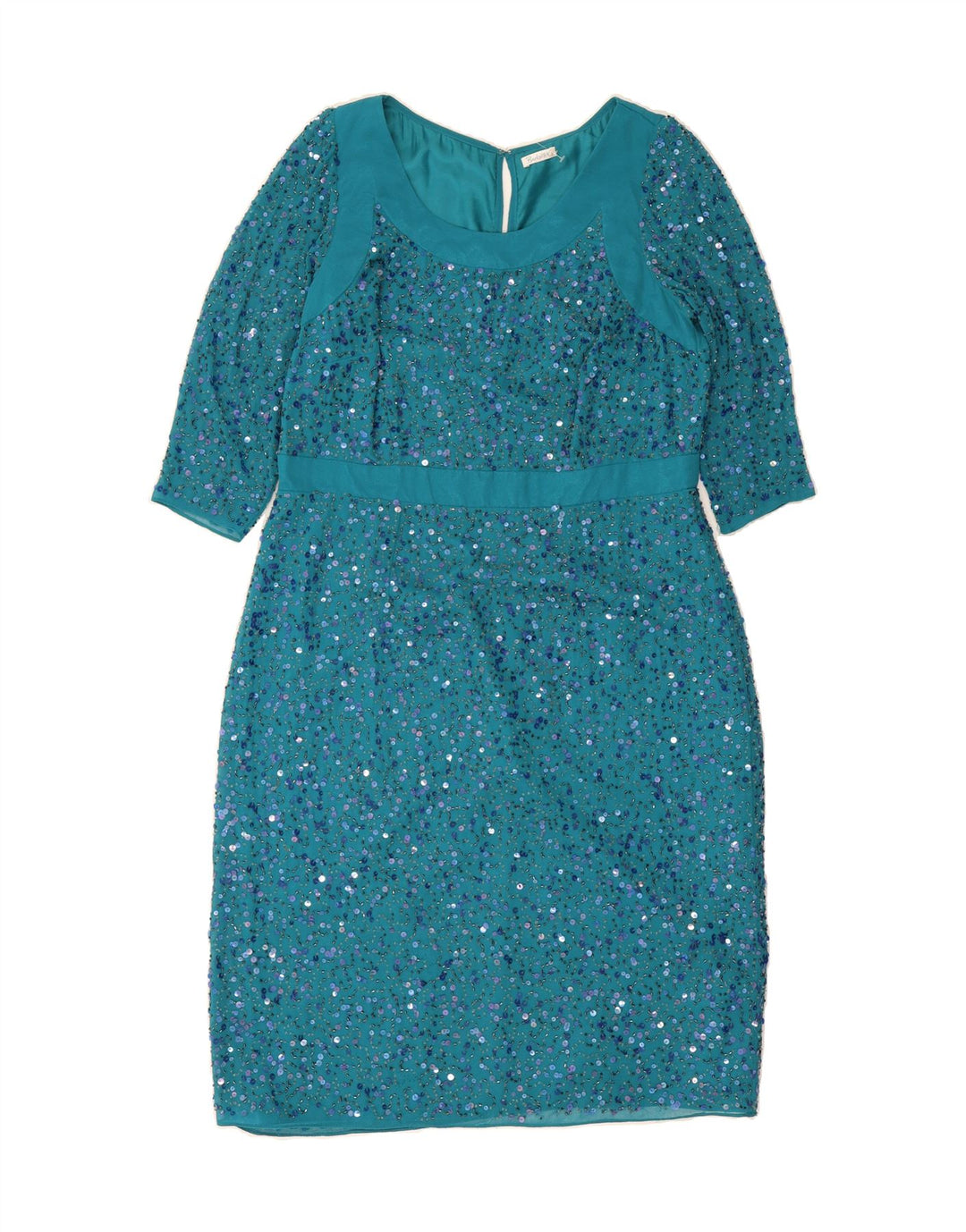 BERKERTEX  Womens 3/4 Sleeve Sheath Dress UK 16 Large Blue Polyester Vintage Berkertex and Second-Hand Berkertex from Messina Hembry 