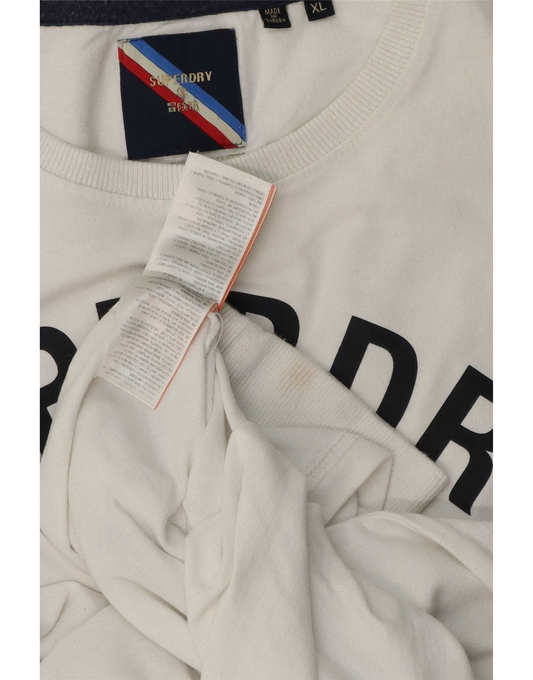 Męski graficzny top Superdry z długim rękawem XL, biała, bawełniana