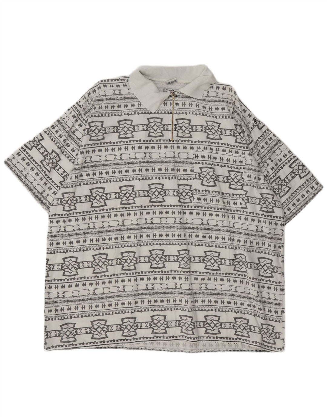 Męska koszula pulowerowa z krótkim rękawem JOHN F GEE, 2XL, biała, geometryczna bawełna