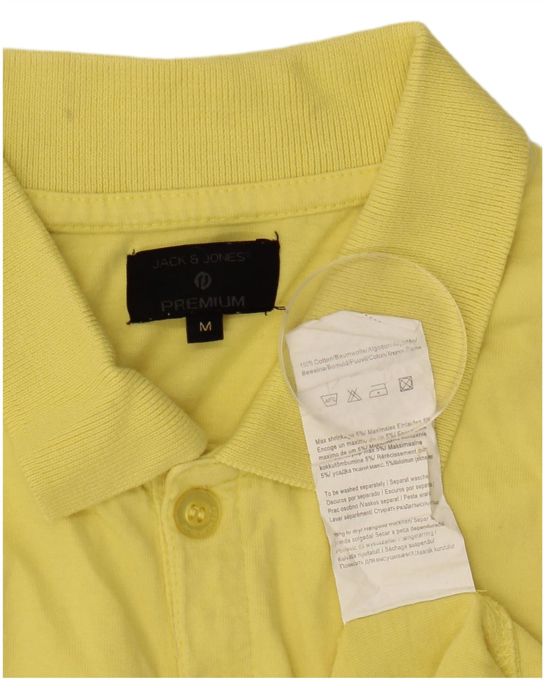 Męska koszulka polo Jack & Jones, średnia żółta bawełna