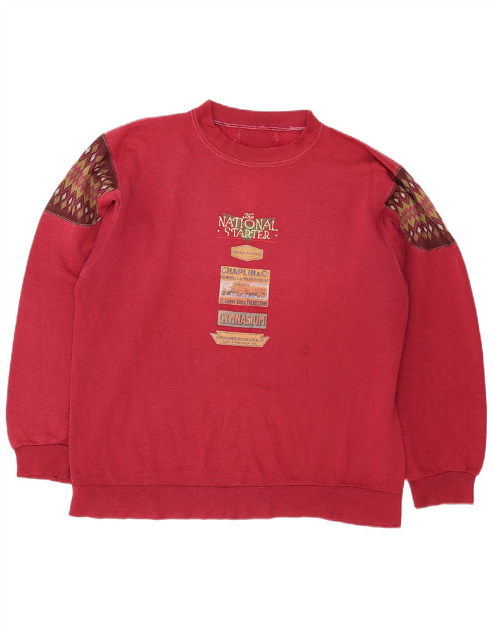 Męska bluza z grafiką w stylu vintage, duża, bordowa Argyle/diament