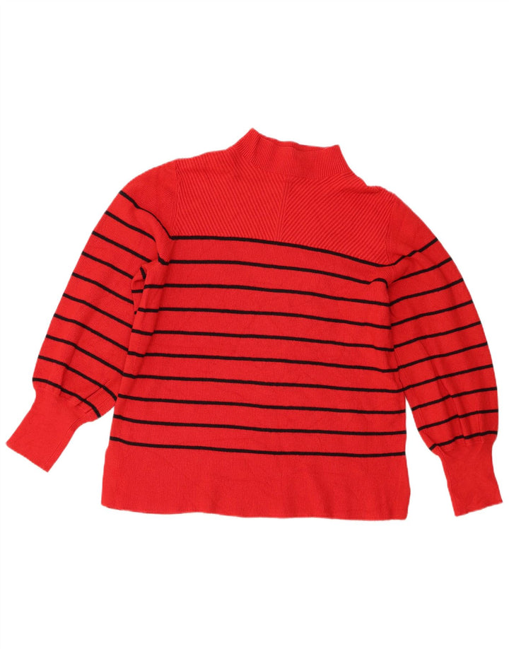 Marks & Spencer Damski sweter z golfem UK 16, duże czerwone paski