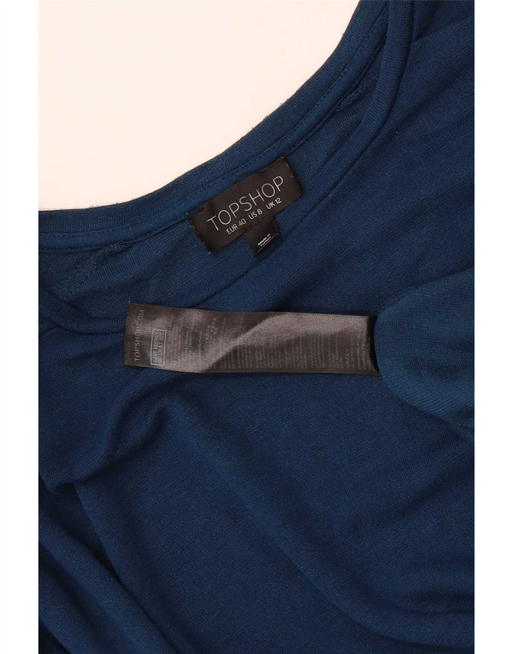 Topshop damski top oversize z długim rękawem, UK 12, średni niebieski, wiskoza