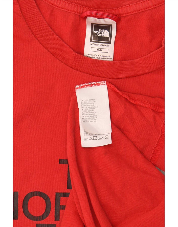 Męski T-shirt z grafiką The North Face, bawełniany, średni czerwony