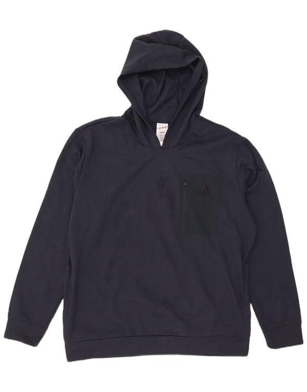 Adidas Męska bluza z kapturem XL granatowa, poliestrowa