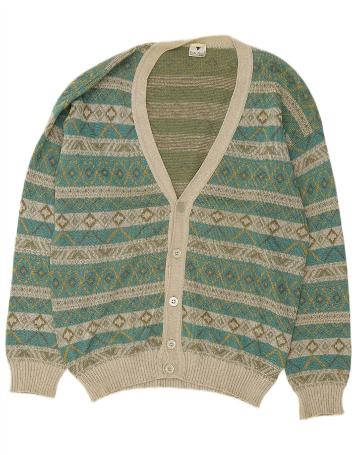 Męski sweter rozpinany VINTAGE w kolorze średniozielonym Fair Isle